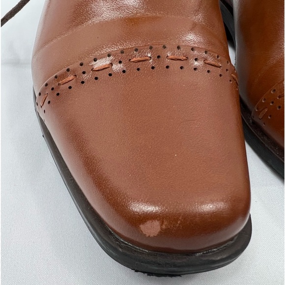 STACY ADAMS Cognac Brown Templeton Oxford Cap Toe Dress Shoes Kid's Size 13.5M - Picture 4 of 11